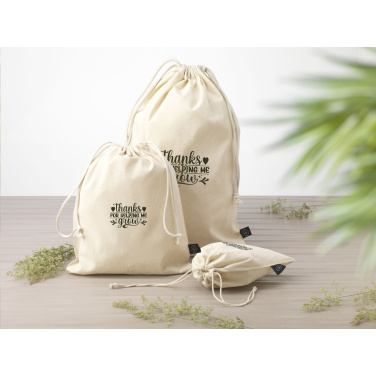 Logo trade promotional items picture of: Gift Pouch Natural GRS Recycled Cotton (150 g/m²) M