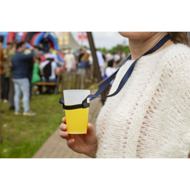 Logotrade promotional gift image of: Lanyard Sublimation RPET 1.5 cm with Cup holder