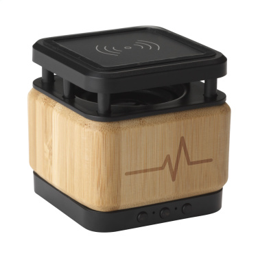 Logotrade promotional item picture of: Bamboo Block Speaker with wireless charger