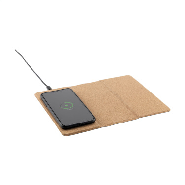Logo trade advertising products image of: Cork Wireless Charging Mousepad