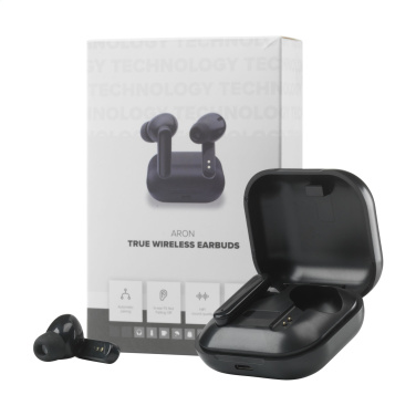 Logo trade advertising product photo of: Aron TWS Wireless Earbuds in Charging Case