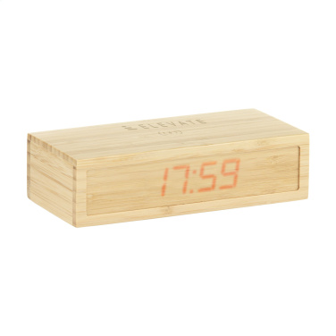 Logo trade business gifts image of: Bamboo Alarm Clock with Wireless Charger