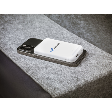 Logo trade advertising product photo of: Force Magnetic RCS Recycled Wireless Powerbank 5000