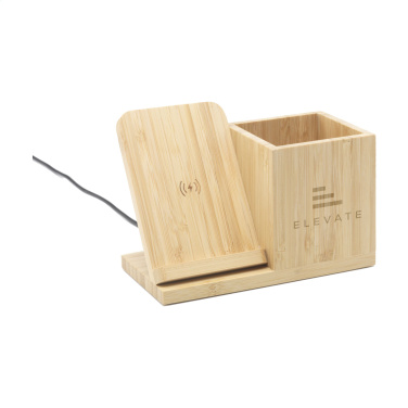 Logotrade promotional giveaway picture of: Bamboo Boss 15W charger/pen holder