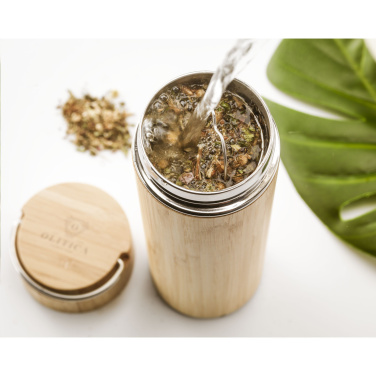 Logo trade promotional item photo of: Nikko 330 ml bamboo thermo bottle/thermo cup