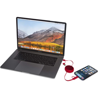 Logo trade promotional gift photo of: Alasia 5-in-1 100 cm recycled plastic and aluminium retractable data sync and 45W fast charge cable