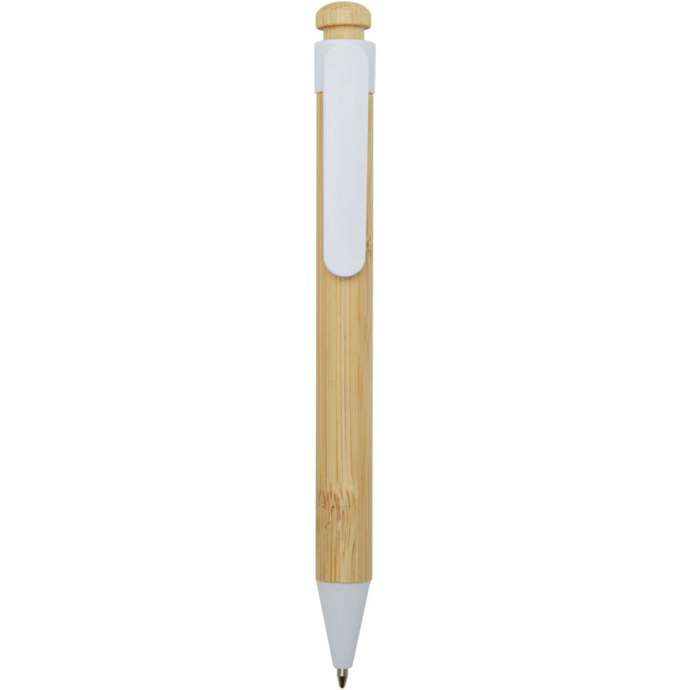 Logo trade promotional products picture of: Rattan bamboo and recycled plastic ballpoint pen (black ink)