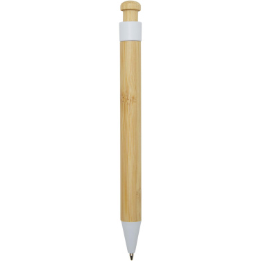 Logo trade promotional products picture of: Rattan bamboo and recycled plastic ballpoint pen (black ink)