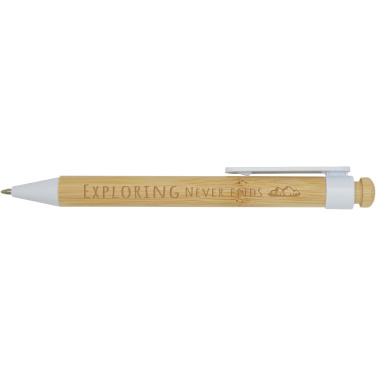 Logo trade promotional item photo of: Rattan bamboo and recycled plastic ballpoint pen (black ink)