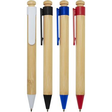 Logo trade promotional merchandise image of: Rattan bamboo and recycled plastic ballpoint pen (black ink)