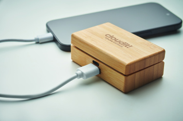 Logo trade business gifts image of: TWS earbuds in bamboo case