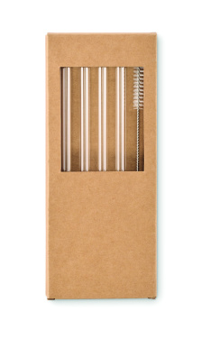 Logo trade corporate gift photo of: 4 reusable glass straws