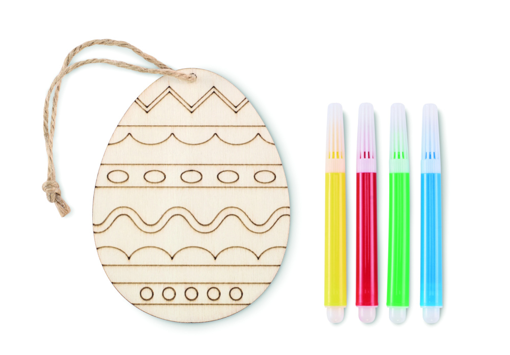 Logo trade promotional merchandise image of: Wooden egg painting set