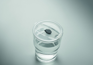 Logo trade promotional giveaways image of: Glass tumbler with straw 400ml