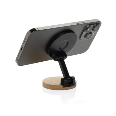 Logotrade promotional giveaway image of: Magmount RCS recycled plastic and bamboo phone stand