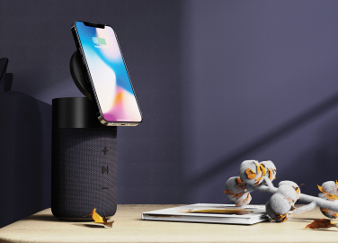 Logo trade promotional giveaways image of: Urban Vitamin Anaheim RCS recycled 10W speaker 15W charger