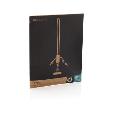 Logo trade advertising products image of: Terra RCS recycled PET phone cord with dual charge cable