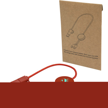 Logo trade promotional giveaways picture of: Citala 5-in-1 recycled plastic 30 cm data sync and 27W fast charge cable