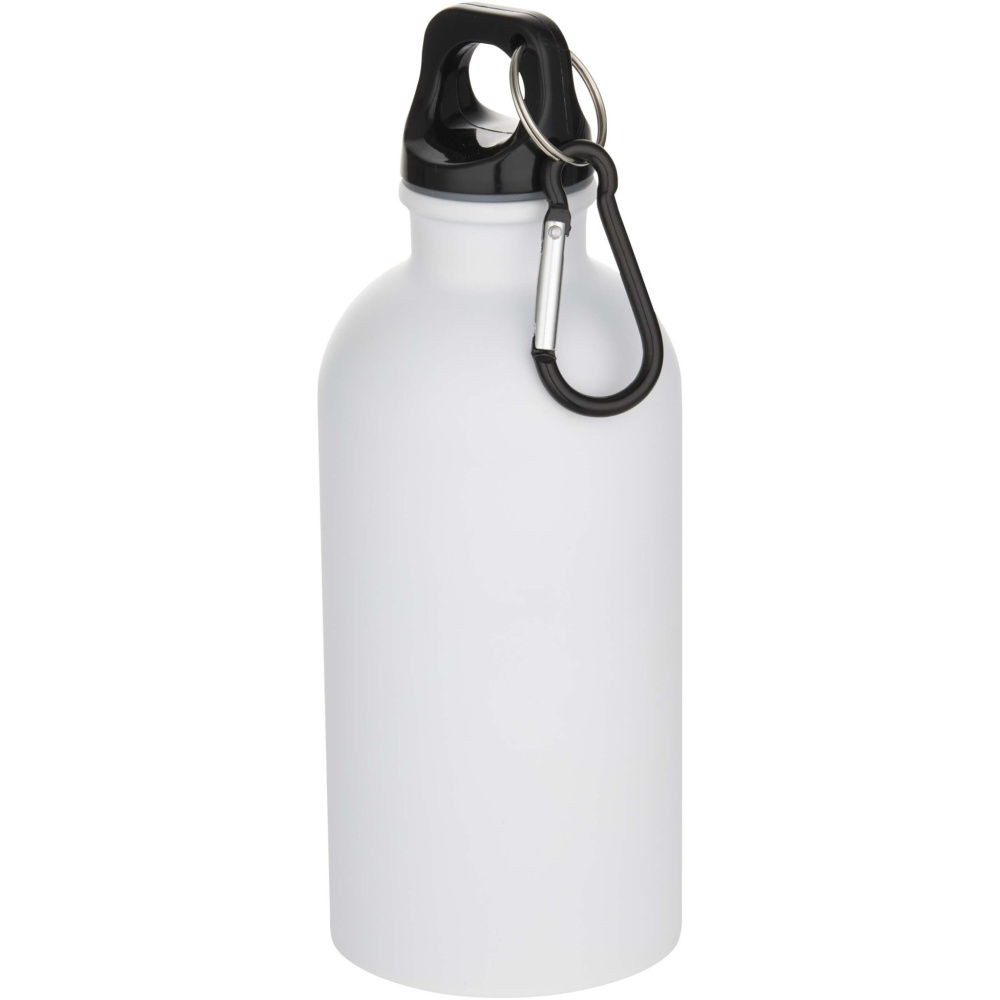 Logo trade promotional gifts image of: Oregon 400 ml matte RCS recycled single wall stainless steel water bottle with carabiner