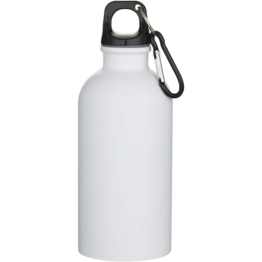 Logo trade promotional products picture of: Oregon 400 ml matte RCS recycled single wall stainless steel water bottle with carabiner
