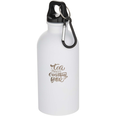 Logo trade promotional giveaway photo of: Oregon 400 ml matte RCS recycled single wall stainless steel water bottle with carabiner