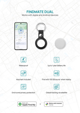 Logo trade promotional giveaways picture of: Findmate Dual RCS recycled plastic item finder IPX 5