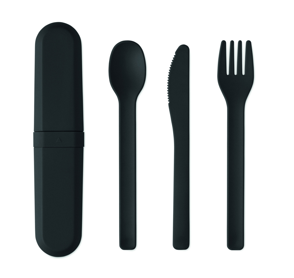 Logo trade promotional merchandise image of: Cutlery set and case in PLA