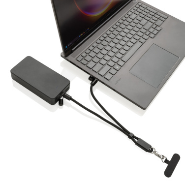 Logo trade advertising products picture of: LoopAmp RCS RPET adjustable phone wrist strap 60W cable