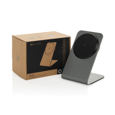Logo trade business gift photo of: Terra aluminium 15W magnetic wireless charging phone stand