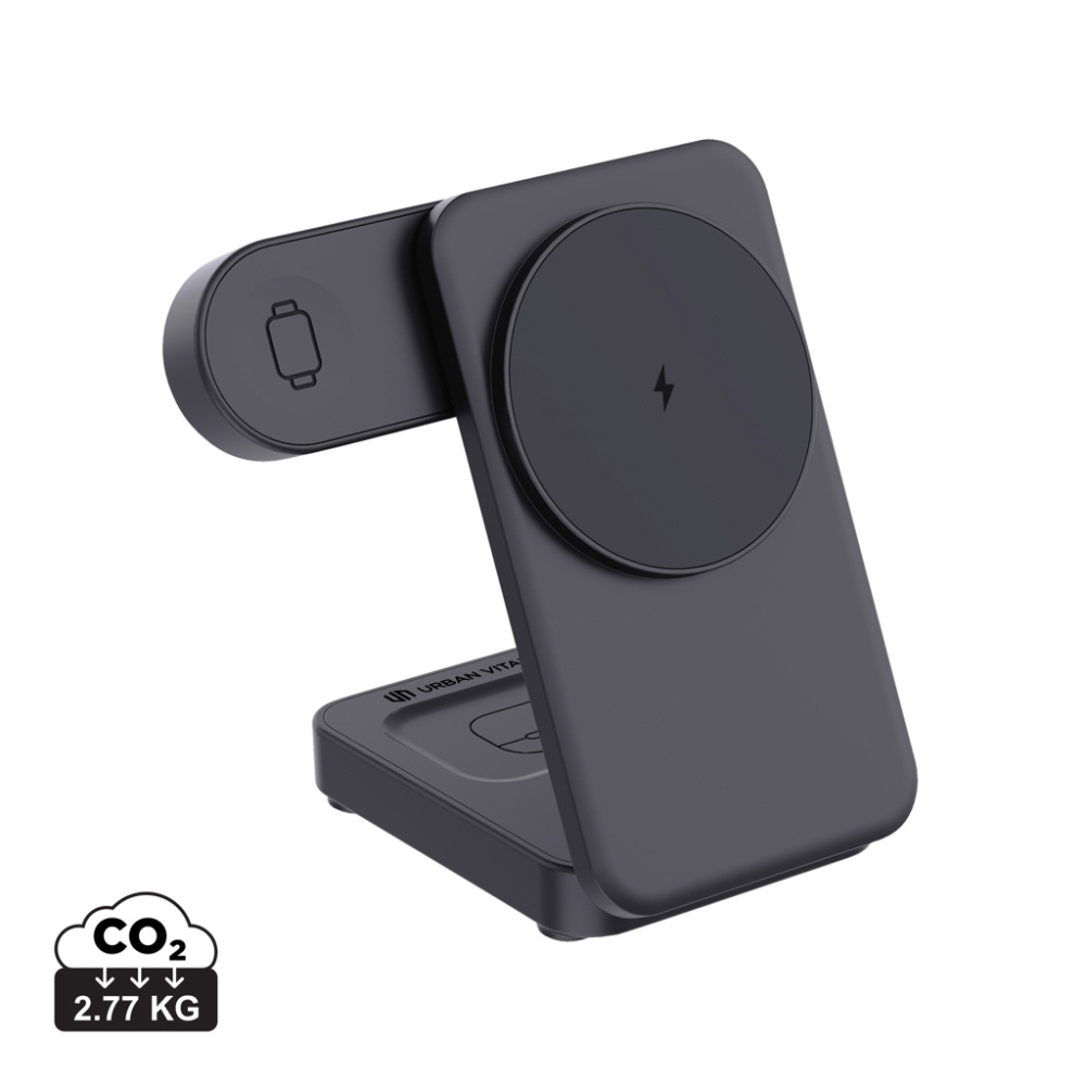 Logo trade corporate gifts image of: Urban Vitamin Arcadia RCS rplastic 15W 3in1 magnetic charger