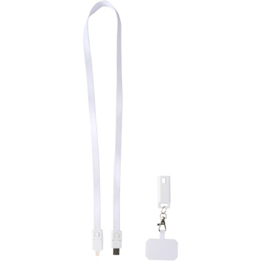 Logo trade promotional gifts picture of: Franz recycled plastic smartphone lanyard with built-in data sync and 65W fast charge 5-in-1 cable