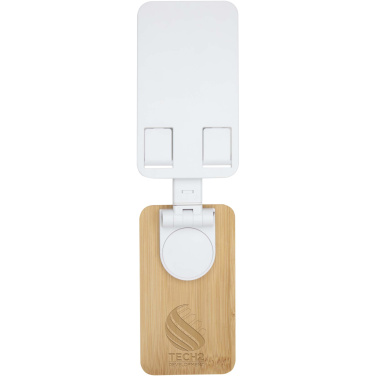 Logotrade promotional giveaway picture of: Alfirk recycled plastic foldeable desk phone stand with bamboo details