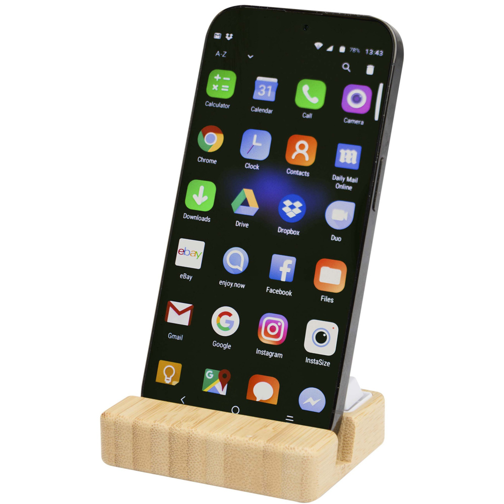 Logo trade advertising products image of: Algol recycled plastic phone stand and fidget toy with bamboo details