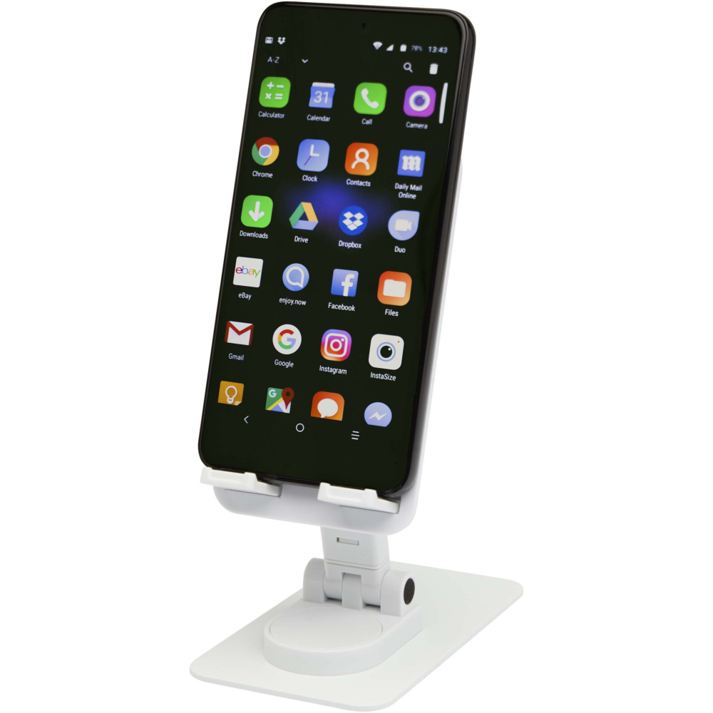 Logotrade corporate gift image of: Alhena recycled plastic foldeable phone holder with metal desk stand