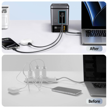 Logo trade business gifts image of: Urban Vitamin Sacramento 105W GAN charger+retractable cables