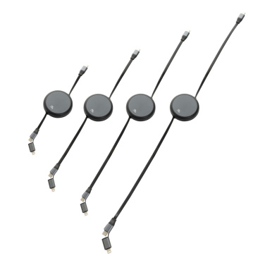 Logo trade promotional giveaways picture of: Terra RCS recycled aluminium retractable 240W 2-in-1 cable