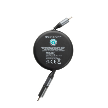 Logo trade promotional merchandise image of: Terra RCS recycled aluminium retractable 240W 2-in-1 cable