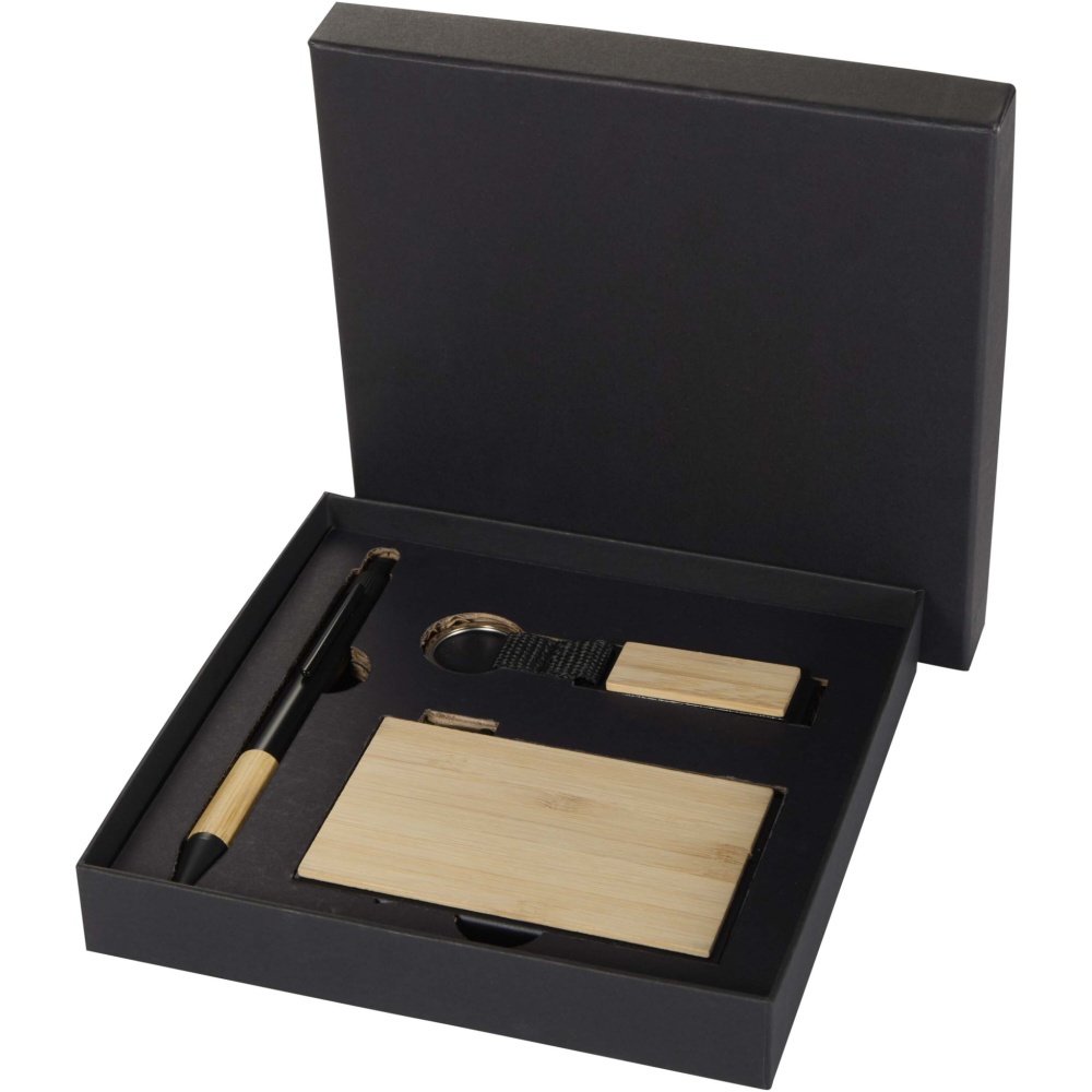 Logotrade advertising product picture of: Minka RCS recycled aluminium ballpoint pen, keychain and RFID card holder gift set