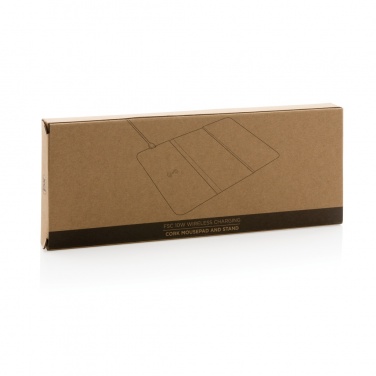 Logo trade firmakingituse pilt: 10 W juhtmevaba laadimisega korgist hiirematt ja alus