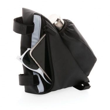 Logotrade meened pilt: PU hea nähtavusega rattaraami kott pudelihoidjaga