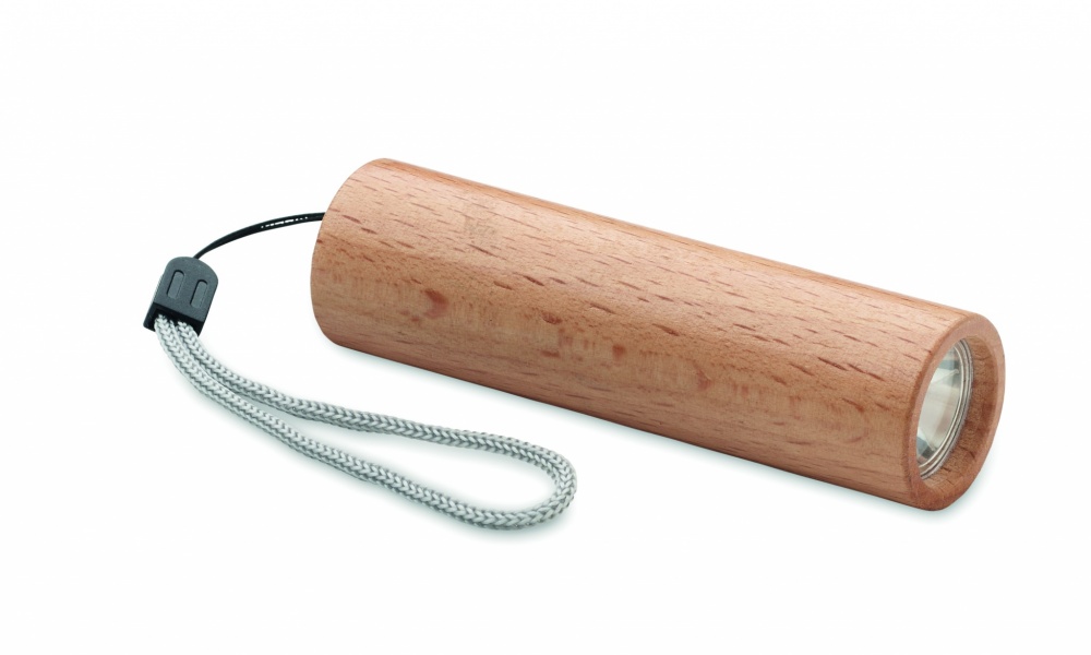 Logo trade reklaamkingi pilt: Pöögipuidust laetav taskulamp