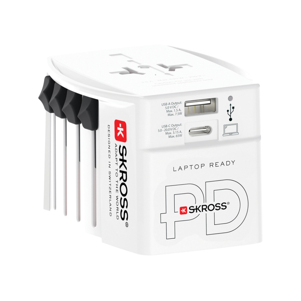Logo trade reklaamkingitused foto: SKROSS World Travel Adapter MUV 65W PD USB C kaabliga