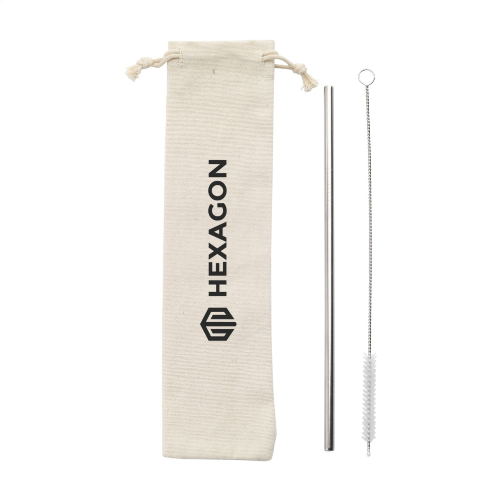 Logotrade ärikingituse foto: Korduvkasutatav ECO Straw Set roostevabast terasest joogikõrs