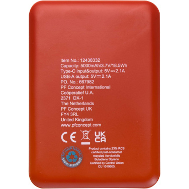 Logotrade ärikingi foto: Asama 5000 mAh Type-C taaskasutatud plastist akupank