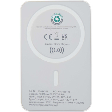 Logo trade firmakingituse pilt: Acrab 10 000 mAh 15W magnetiline juhtmevaba varupank 20W PD-ga - valmistatud taaskasutatud plastist