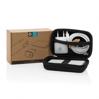 Logo trade liikelahja mainoslahja tuotekuva: Surge RCS kierrätetty PET 20W tyyppi C lataussetti 3 kpl