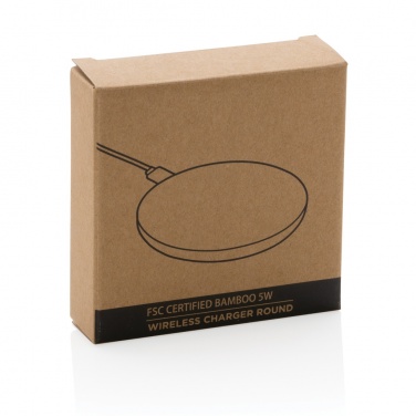 Logo trade mainoslahja ja liikelahja tuotekuva: Bambuinen 5W langaton laturi