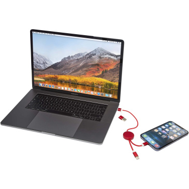 Logotrade liikelahja mainoslahja kuva: Alasia kierrätysalumiininen ja -muovinen 30 cm:n ja 27 W:n datasynkronoiva 5-in-1-pikalatauskaapeli