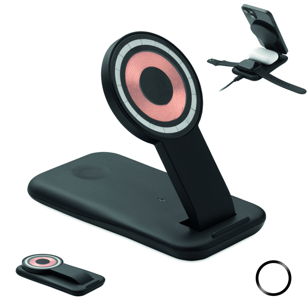 Logotrade mainoslahja tuotekuva: 3 in 1 langaton laturi 15W