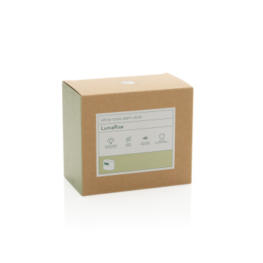 Logo trade mainoslahja ja liikelahja tuotekuva: LumaRise RCS -herätyskello, valkoinen kohina, kierrätysmuovi